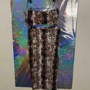MIDI Bodycon Snake Print Skirt Set
